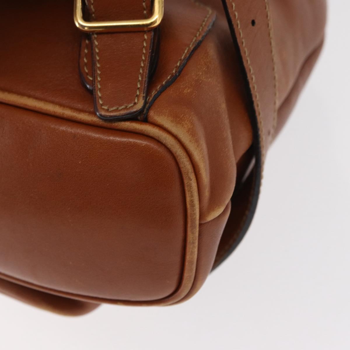 GUCCI Bamboo Backpack Leather Brown Gold Auth 154653