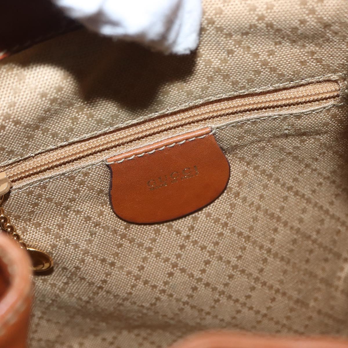 GUCCI Bamboo Backpack Leather Brown Gold Auth 154653