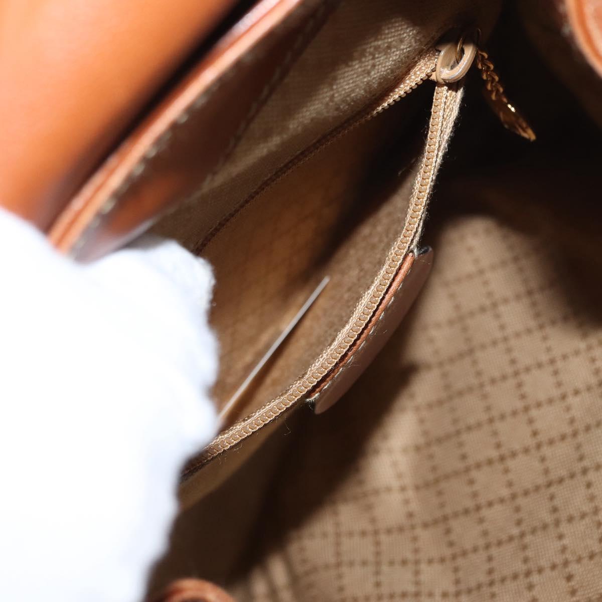 GUCCI Bamboo Backpack Leather Brown Gold Auth 154653