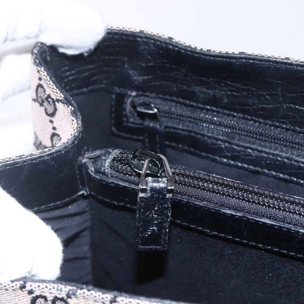 GUCCI GG Canvas Bamboo Tote Bag Navy 112526 Auth 154654