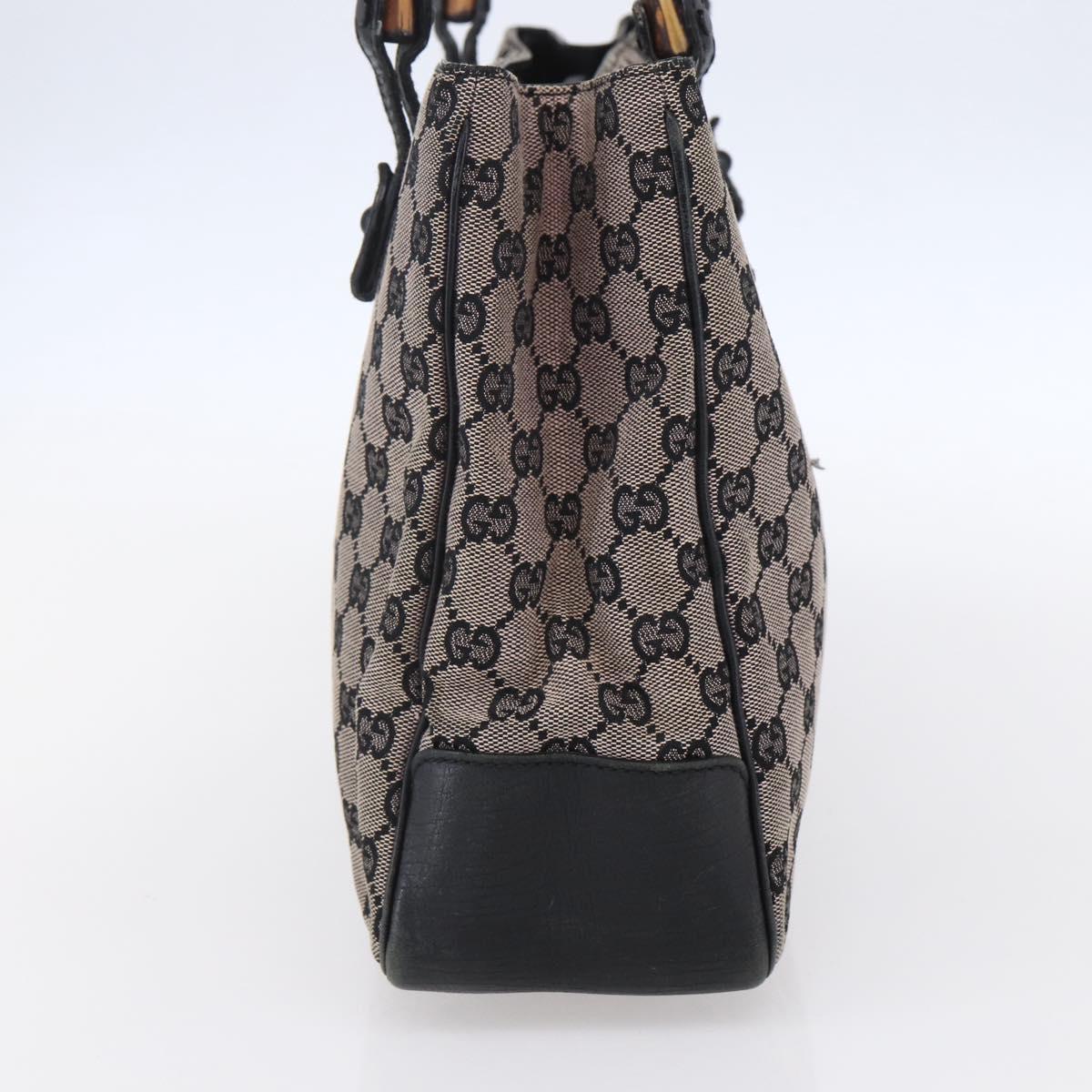 GUCCI GG Canvas Bamboo Tote Bag Navy 112526 Auth 154654