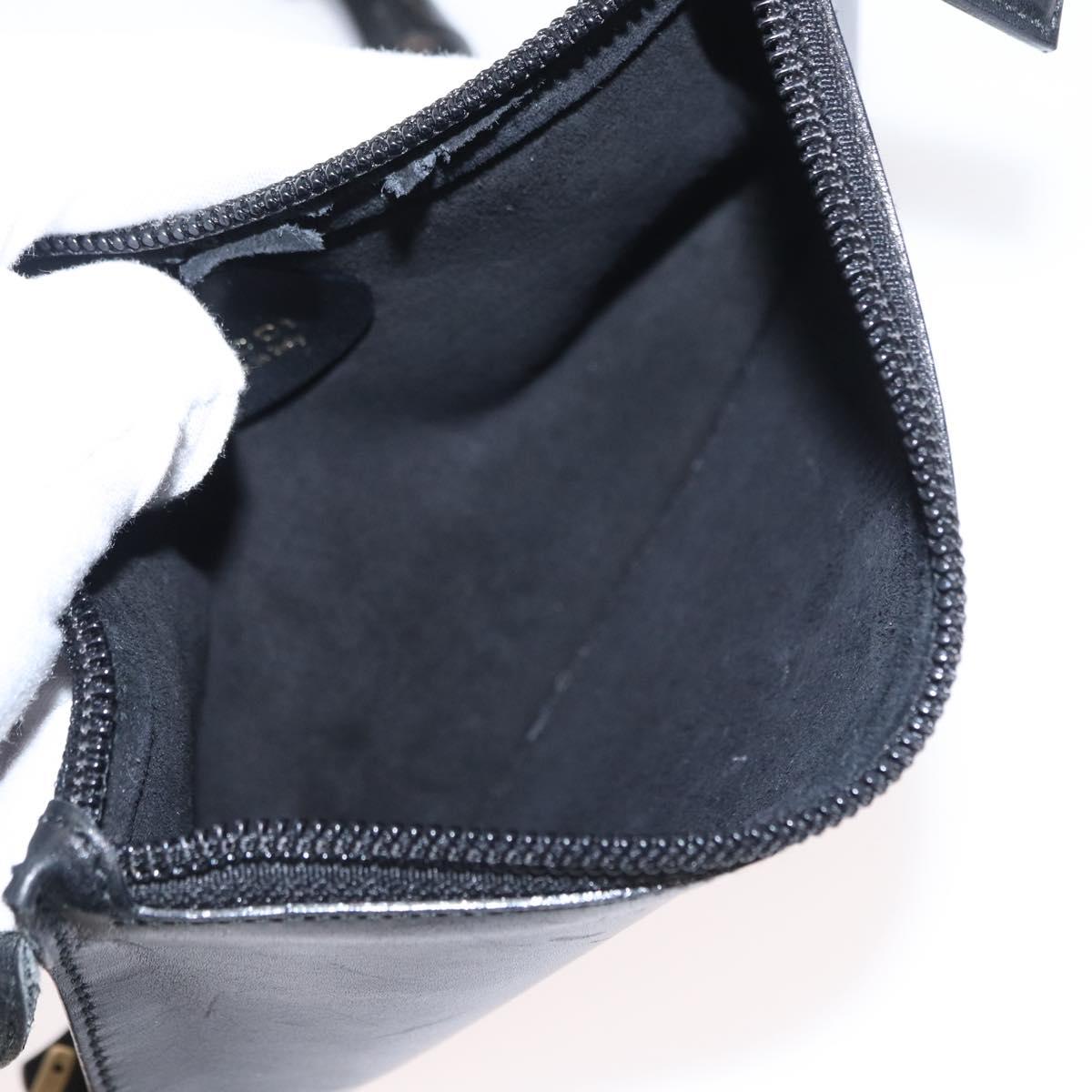 GUCCI Bamboo Shoulder Bag Leather Black Gold 001 1553 1880 Auth 154657