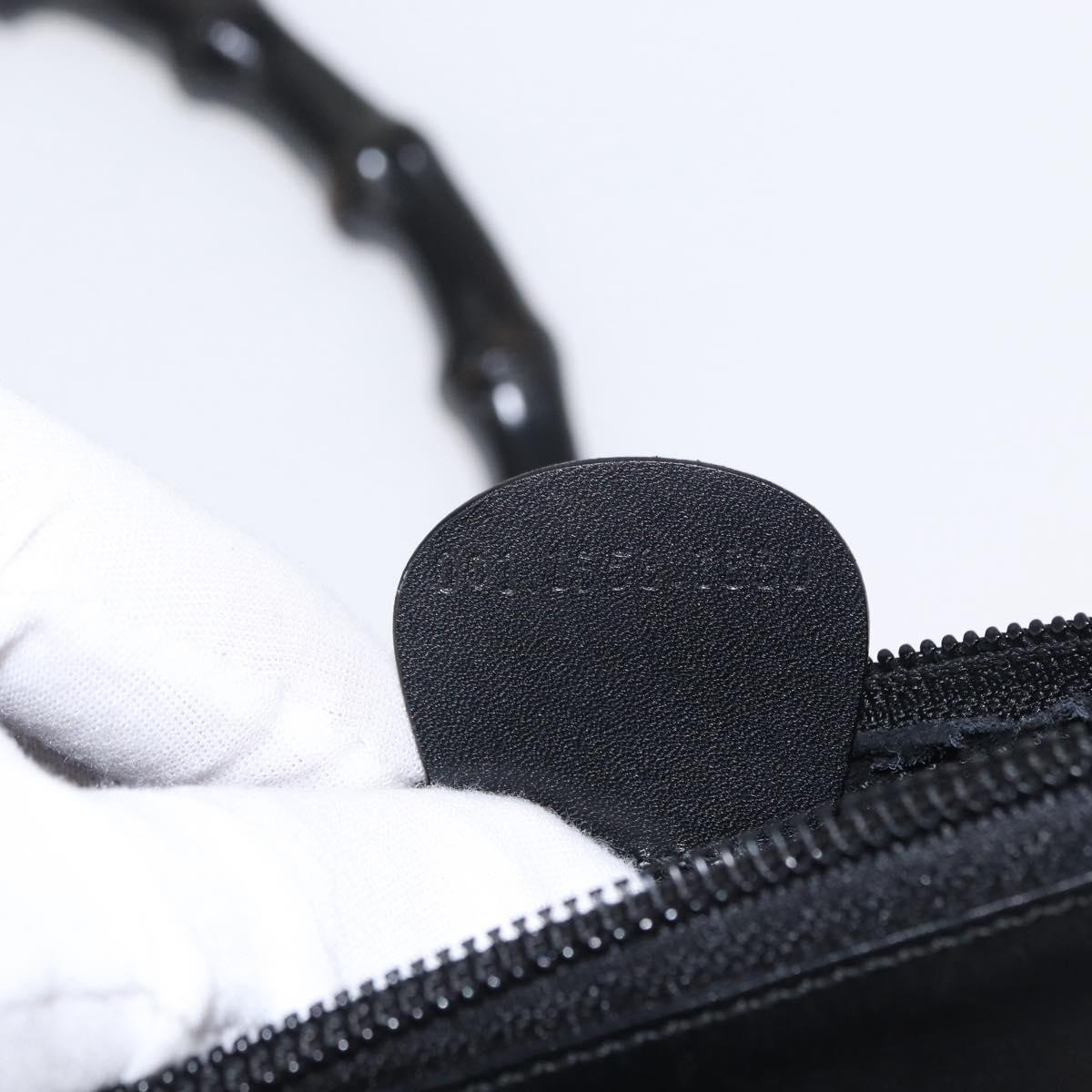 GUCCI Bamboo Shoulder Bag Leather Black Gold 001 1553 1880 Auth 154657