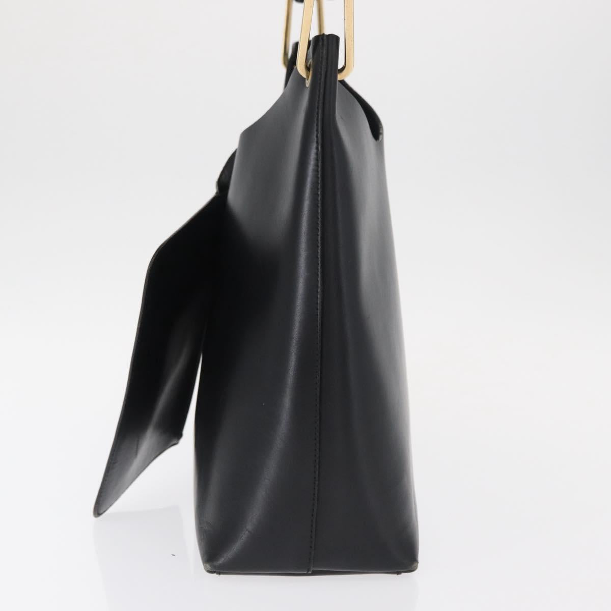 GUCCI Bamboo Shoulder Bag Leather Black Gold 001 1553 1880 Auth 154657