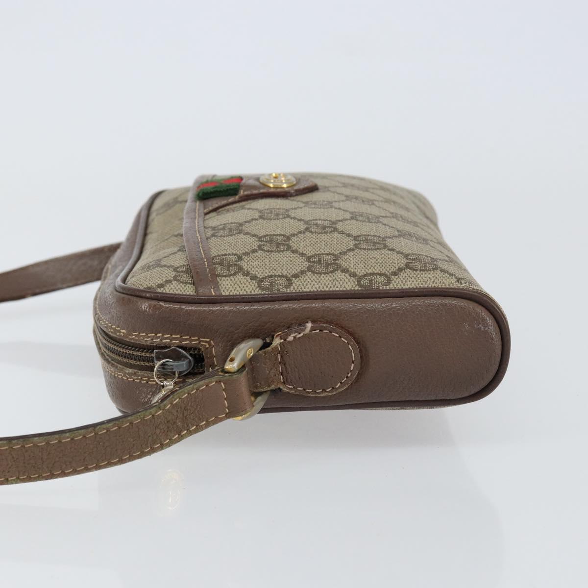 GUCCI GG Supreme Web Sherry Line Bag PVC Beige Gold 001 122 6594 Auth 154659
