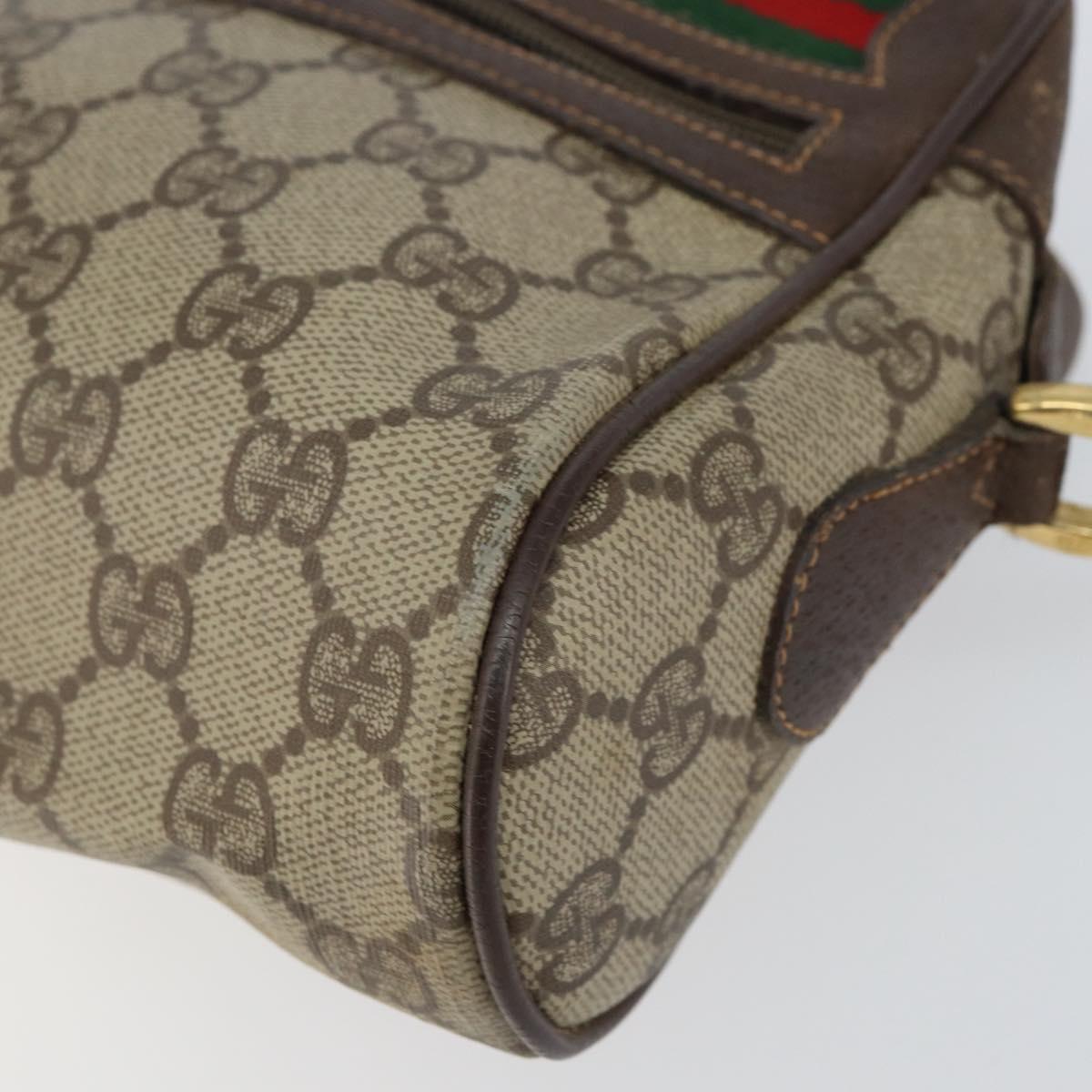 GUCCI GG Supreme Web Sherry Line Bag PVC Beige Gold 119 02 087 Auth 154660