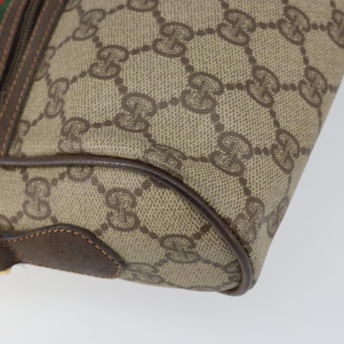 GUCCI GG Supreme Web Sherry Line Bag PVC Beige Gold 119 02 087 Auth 154660