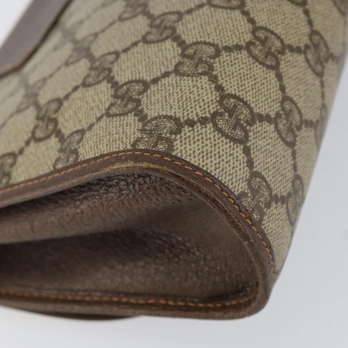 GUCCI GG Supreme Web Sherry Line Clutch Bag PVC Red Beige Auth 154661