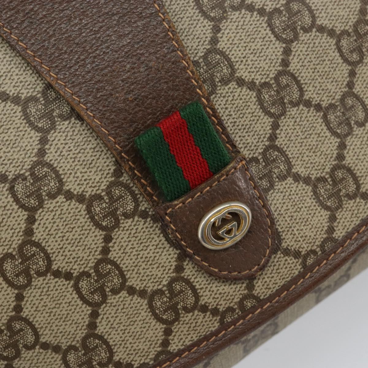 GUCCI GG Supreme Web Sherry Line Clutch Bag PVC Red Beige Auth 154661