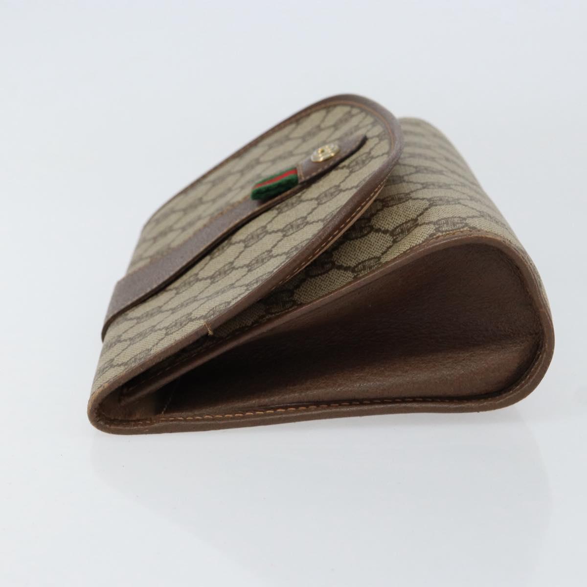 GUCCI GG Supreme Web Sherry Line Clutch Bag PVC Red Beige Auth 154661