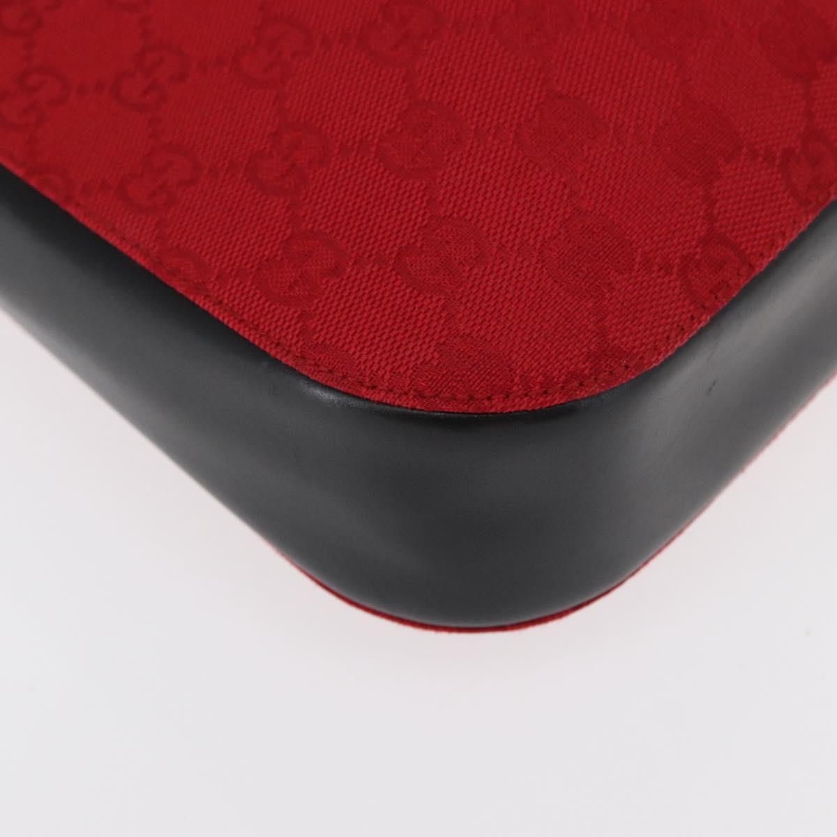 GUCCI GG Canvas Shoulder Bag Silver Red 001 3748 Auth 154662