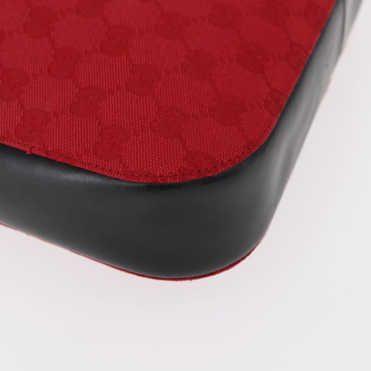 GUCCI GG Canvas Shoulder Bag Silver Red 001 3748 Auth 154662