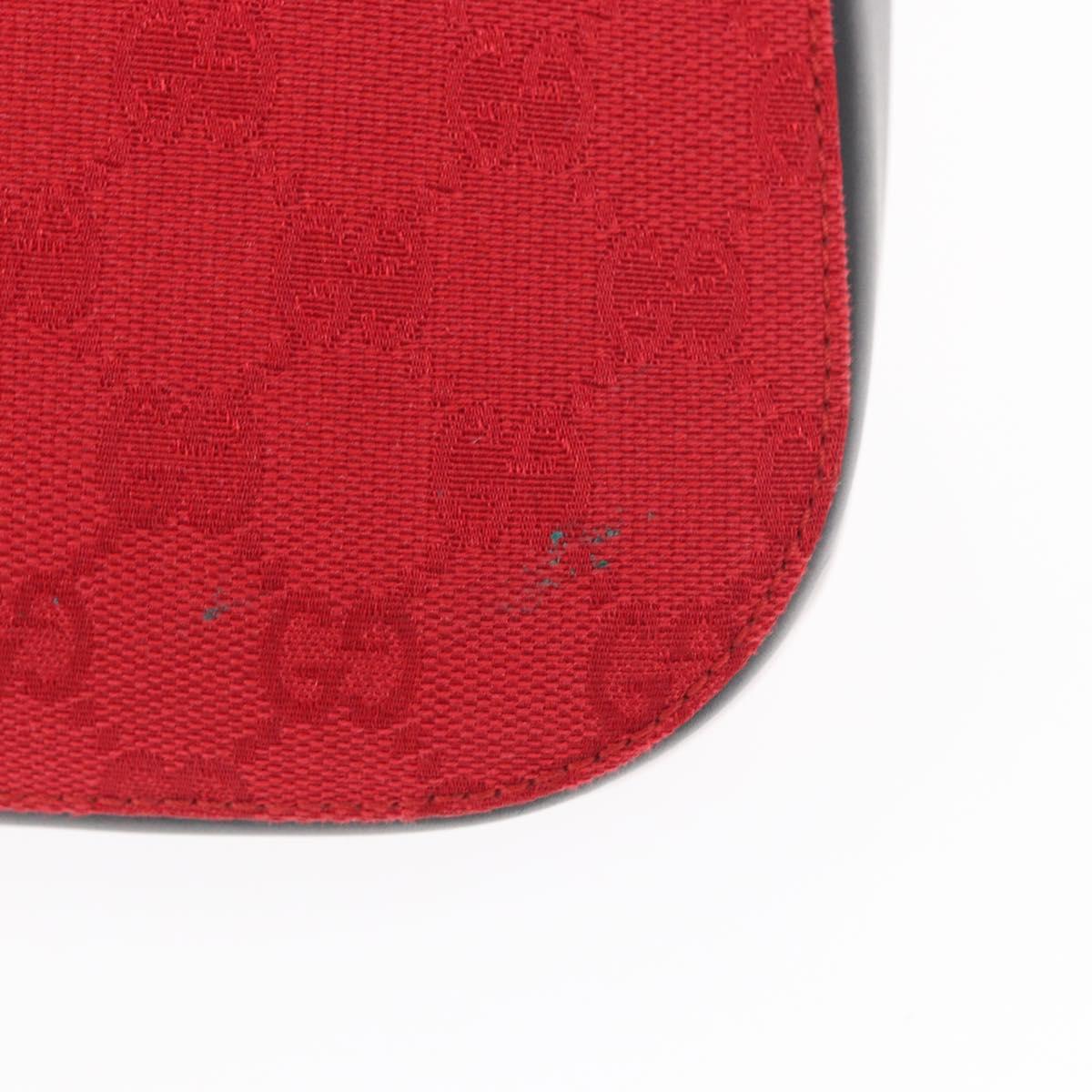 GUCCI GG Canvas Shoulder Bag Silver Red 001 3748 Auth 154662