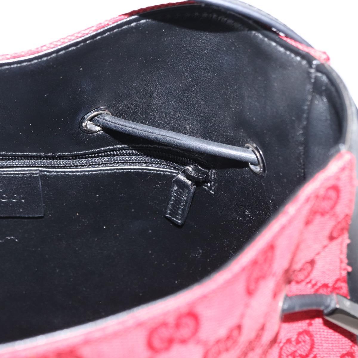 GUCCI GG Canvas Shoulder Bag Silver Red 001 3748 Auth 154662