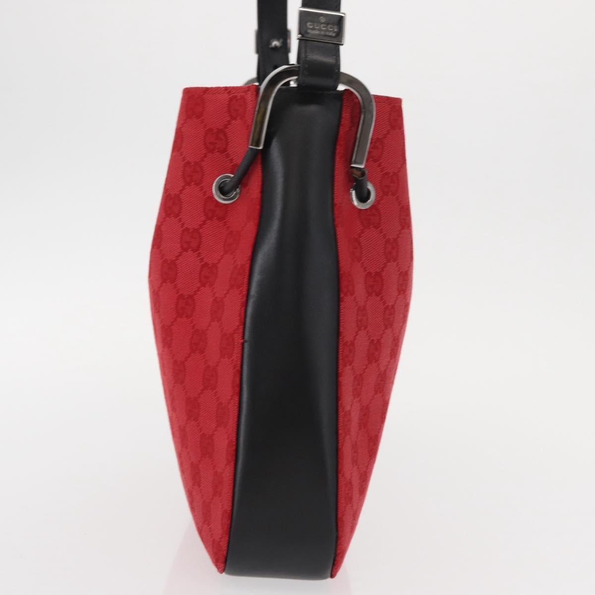 GUCCI GG Canvas Shoulder Bag Silver Red 001 3748 Auth 154662