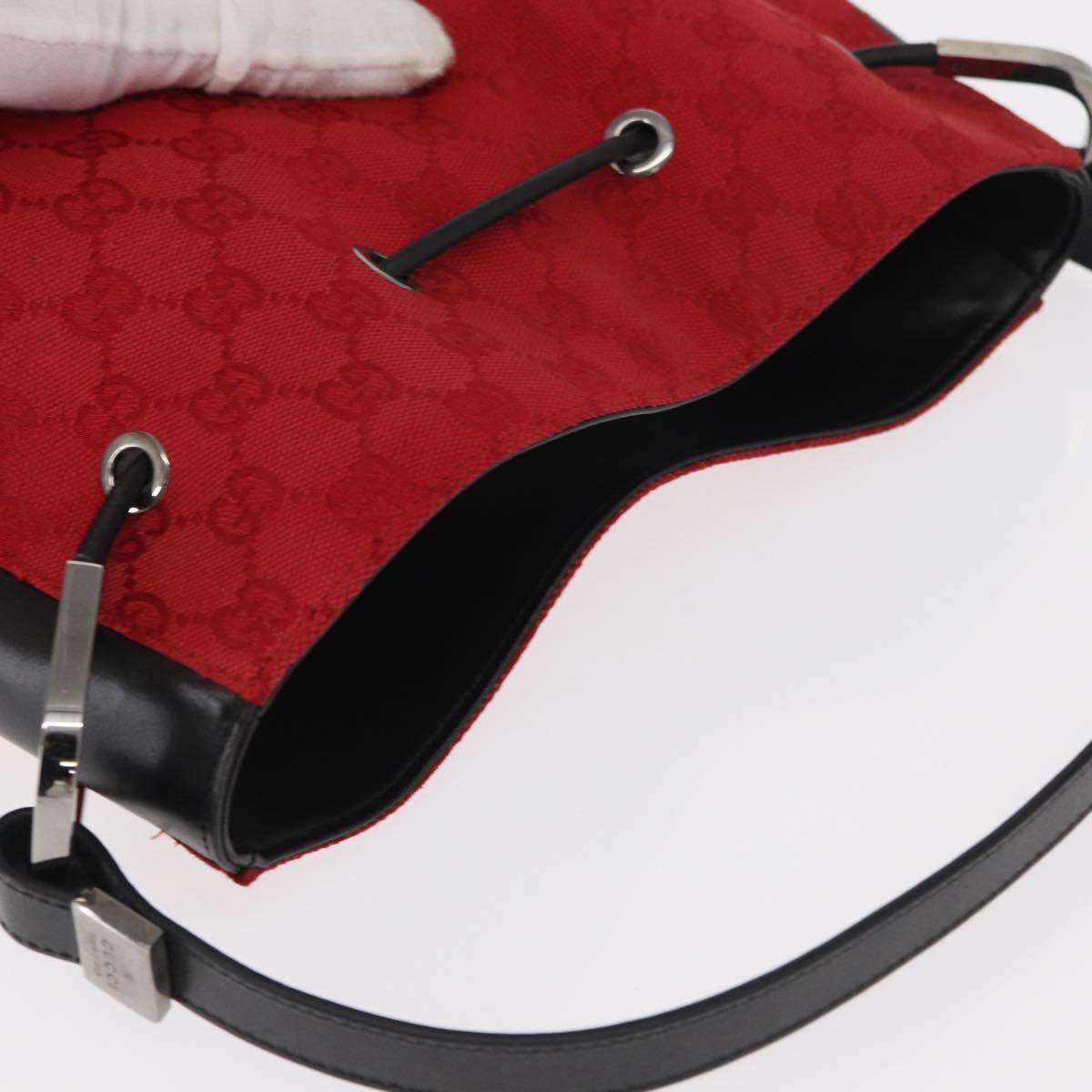 GUCCI GG Canvas Shoulder Bag Silver Red 001 3748 Auth 154662