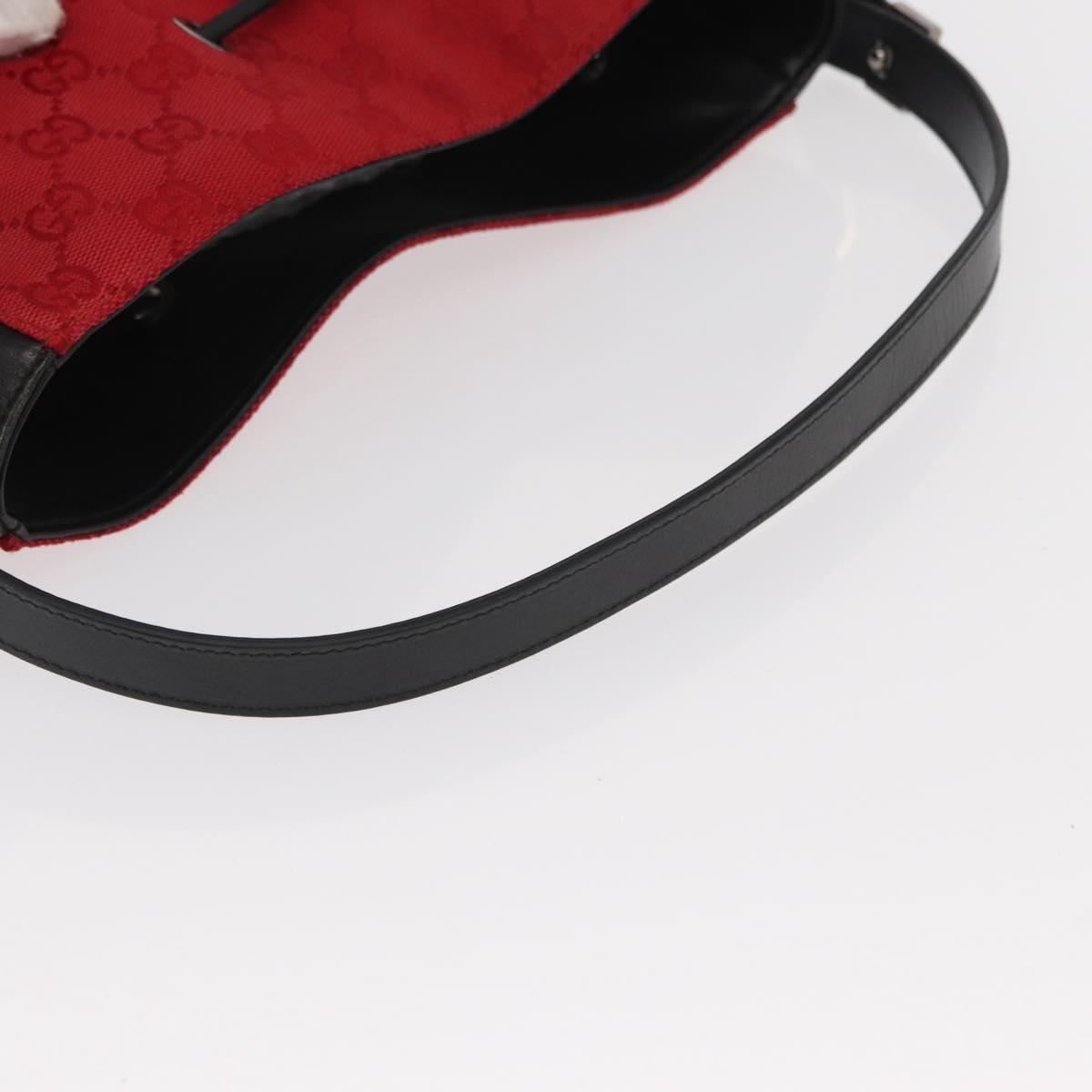 GUCCI GG Canvas Shoulder Bag Silver Red 001 3748 Auth 154662