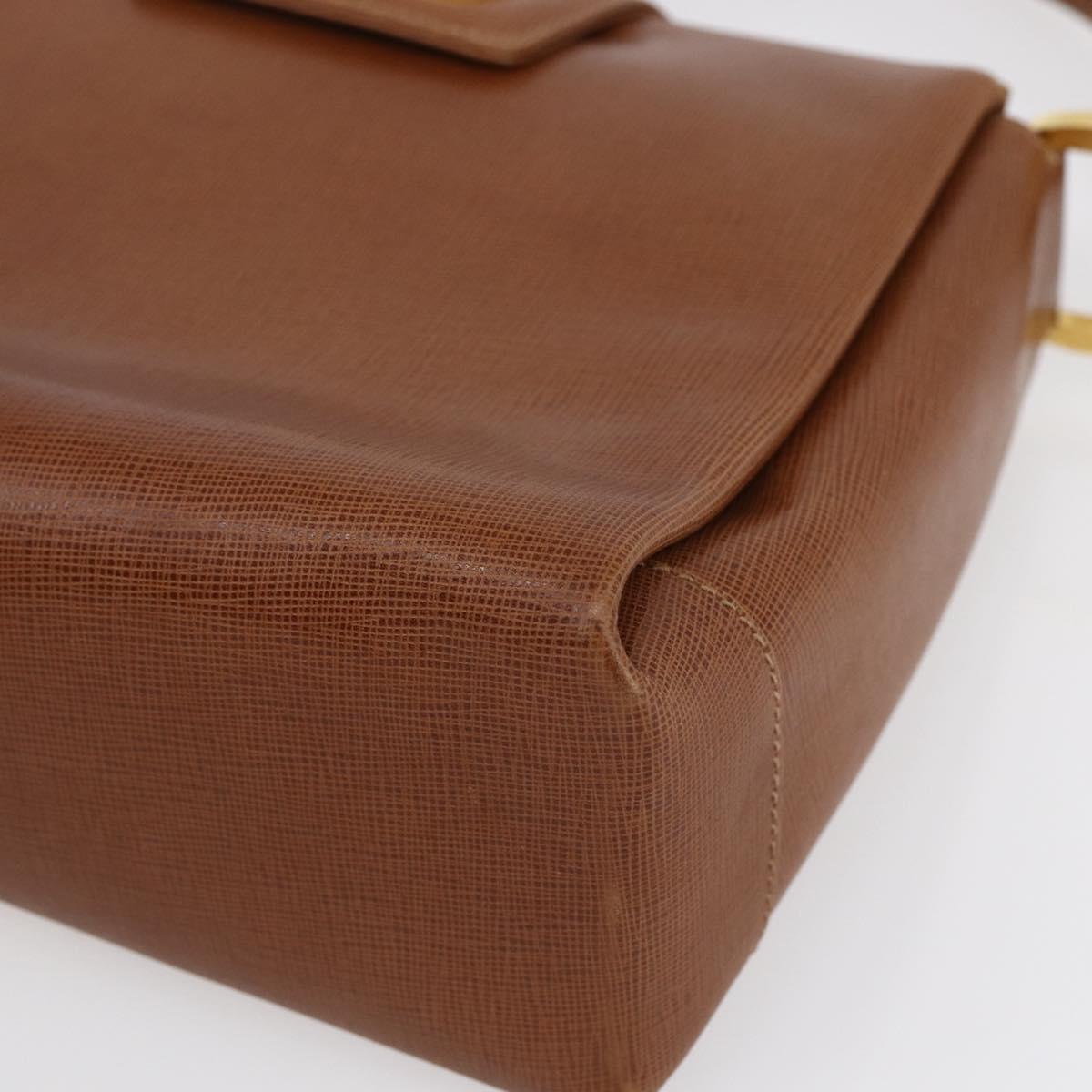 GUCCI Shoulder Bag Leather Beige Gold Auth 154663