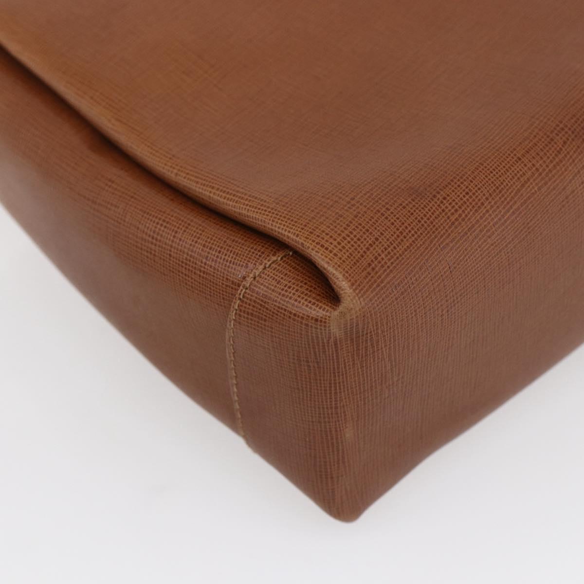 GUCCI Shoulder Bag Leather Beige Gold Auth 154663