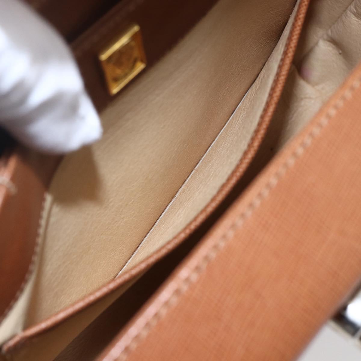 GUCCI Shoulder Bag Leather Beige Gold Auth 154663