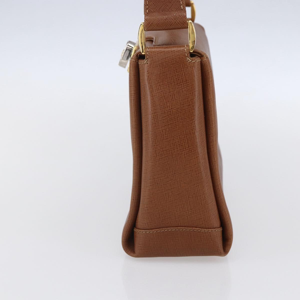 GUCCI Shoulder Bag Leather Beige Gold Auth 154663