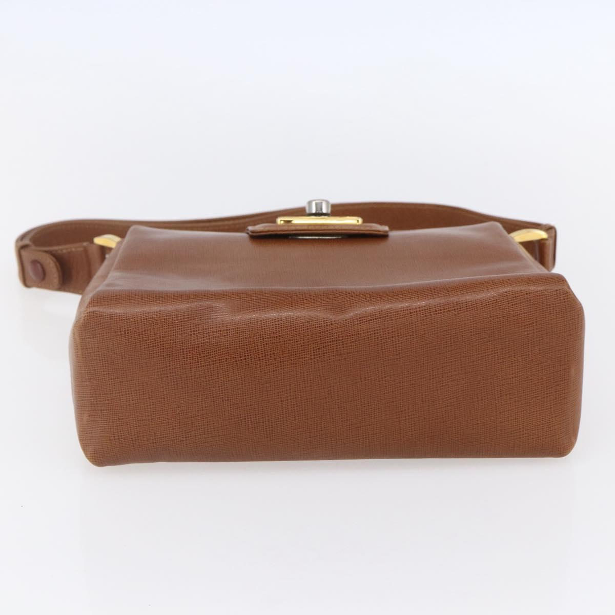 GUCCI Shoulder Bag Leather Beige Gold Auth 154663