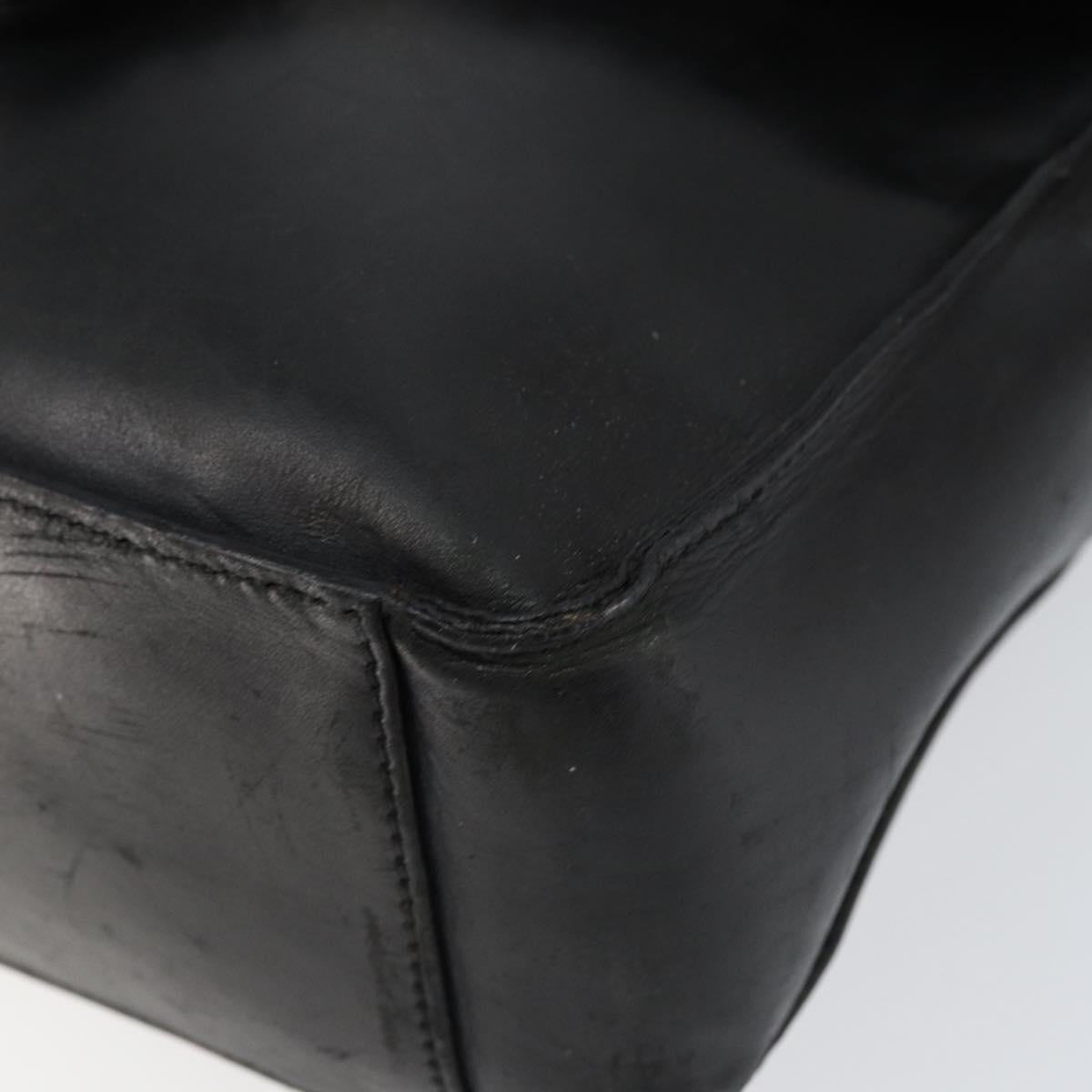 GUCCI Web Sherry Line Shoulder Bag Leather Black Gold Red Auth 154664