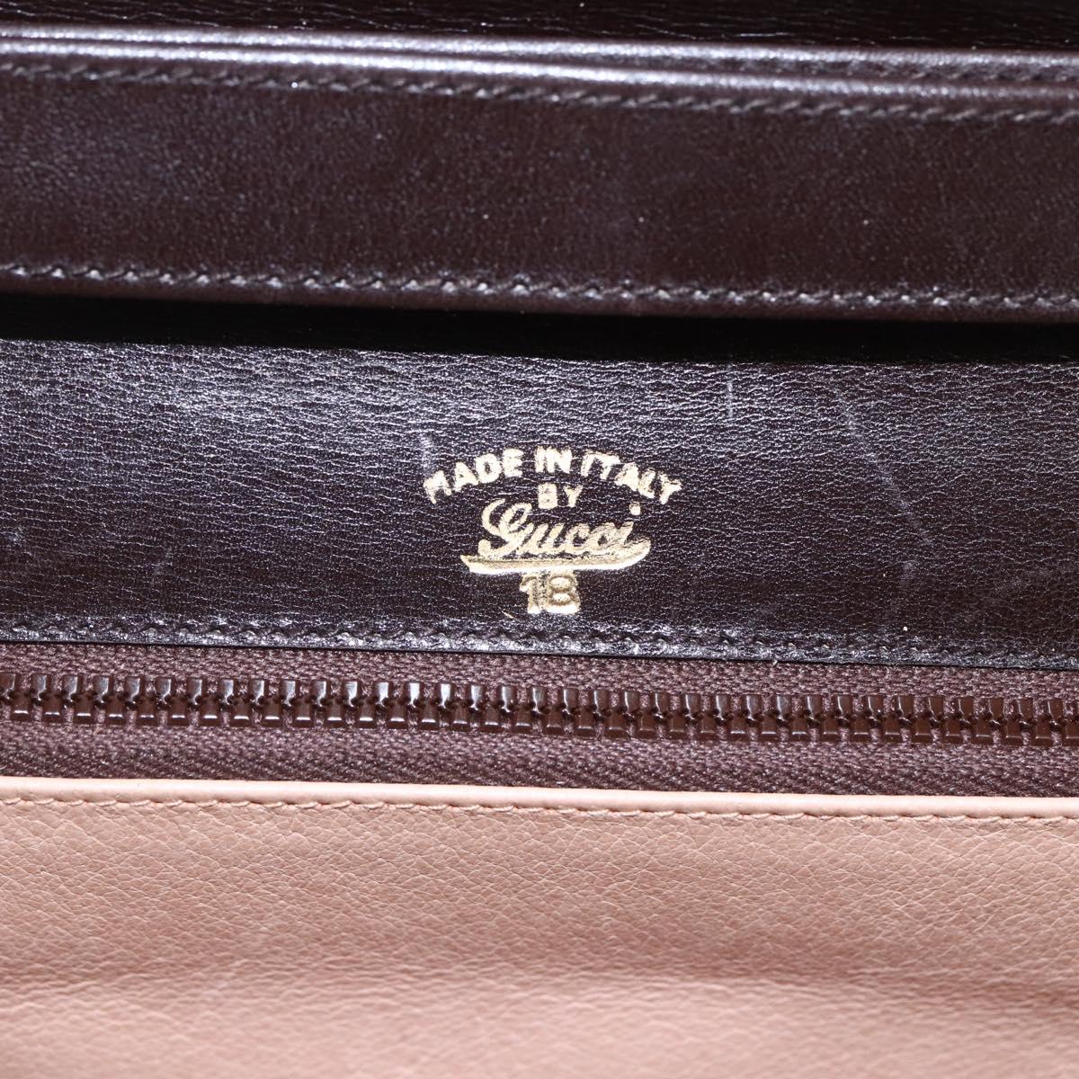 GUCCI Shoulder Bag Leather Brown Gold Auth 154665