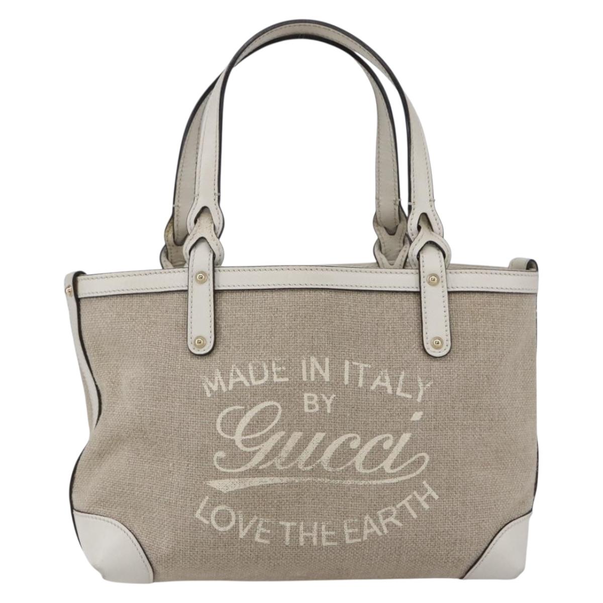 GUCCI Gucci Craft Hand Bag Canvas Beige Gold 269878 Auth 154666