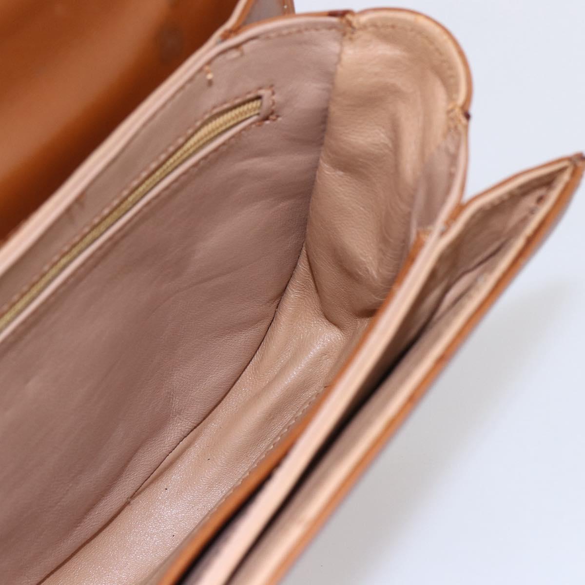 GUCCI Hand Bag Leather Brown Gold Auth 154667