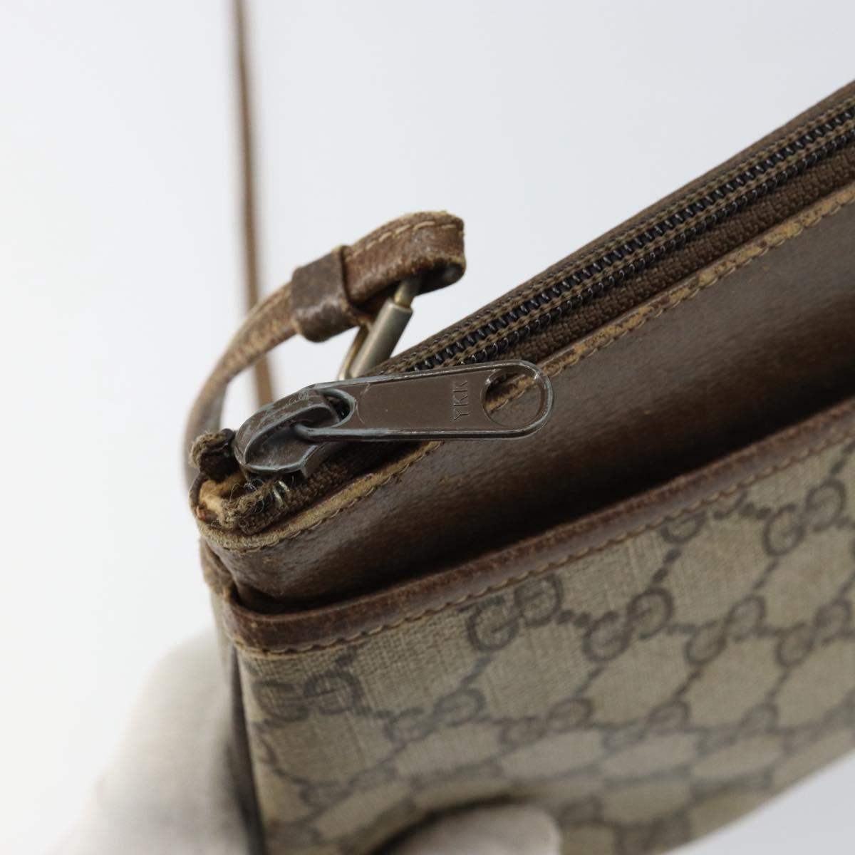 GUCCI GG Supreme Web Sherry Line Bag PVC Beige Gold 904 02 026 Auth 154668