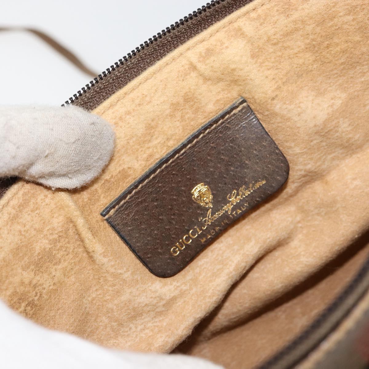 GUCCI GG Supreme Web Sherry Line Bag PVC Beige Gold 904 02 026 Auth 154668