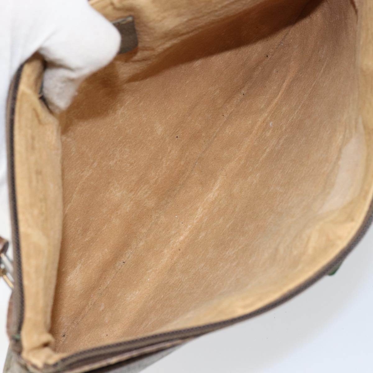 GUCCI GG Supreme Web Sherry Line Bag PVC Beige Gold 904 02 026 Auth 154668