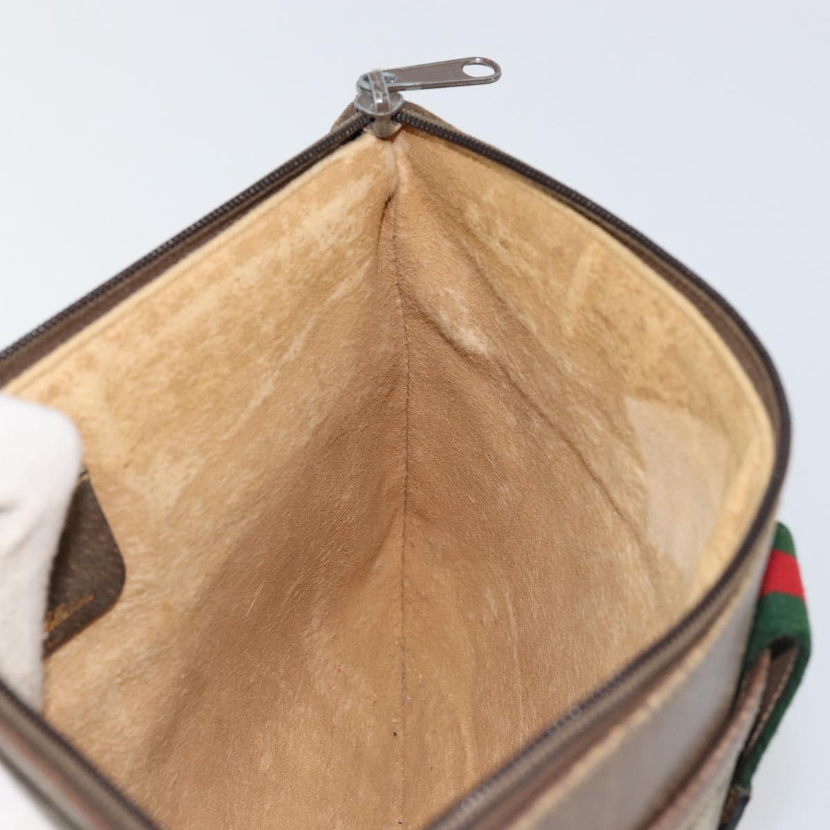 GUCCI GG Supreme Web Sherry Line Bag PVC Beige Gold 904 02 026 Auth 154668