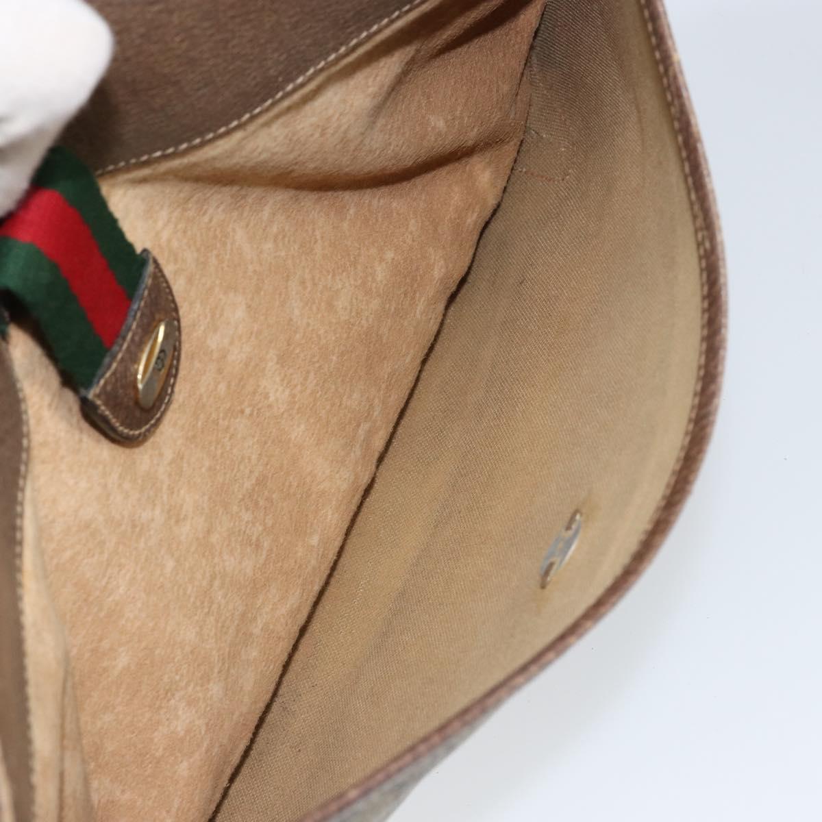 GUCCI GG Supreme Web Sherry Line Bag PVC Beige Gold 904 02 026 Auth 154668