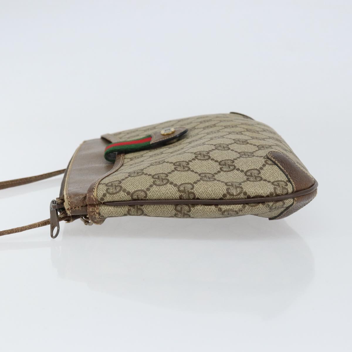 GUCCI GG Supreme Web Sherry Line Bag PVC Beige Gold 904 02 026 Auth 154668