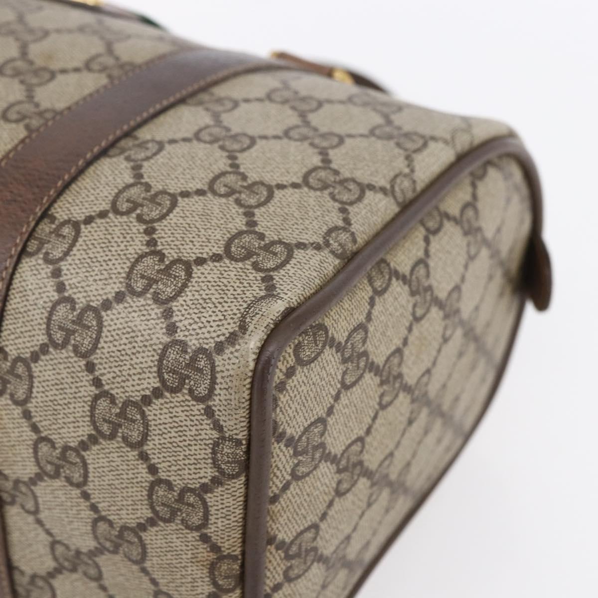 GUCCI GG Supreme Web Sherry Line Bag PVC Beige Gold 116 02 006 Auth 154669