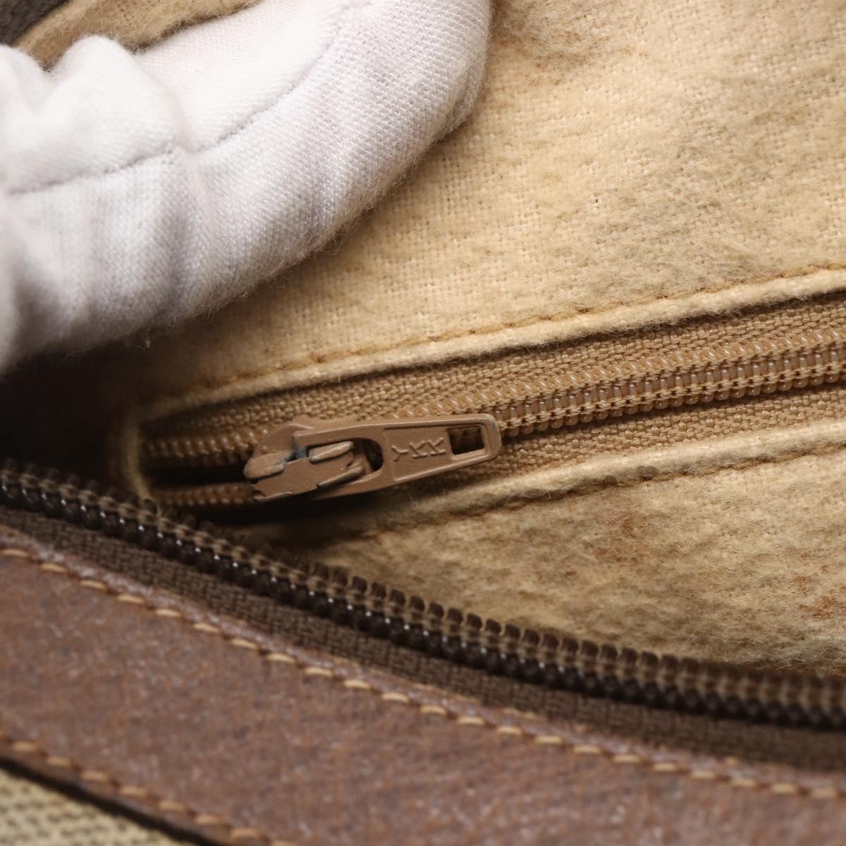 GUCCI GG Supreme Web Sherry Line Bag PVC Beige Gold 116 02 006 Auth 154669