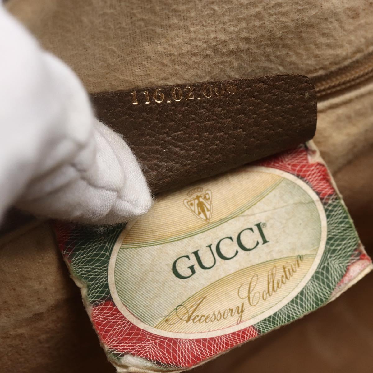 GUCCI GG Supreme Web Sherry Line Bag PVC Beige Gold 116 02 006 Auth 154669