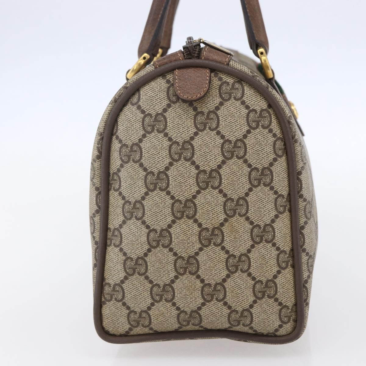 GUCCI GG Supreme Web Sherry Line Bag PVC Beige Gold 116 02 006 Auth 154669
