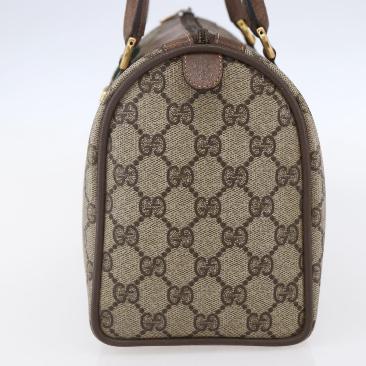GUCCI GG Supreme Web Sherry Line Bag PVC Beige Gold 116 02 006 Auth 154669