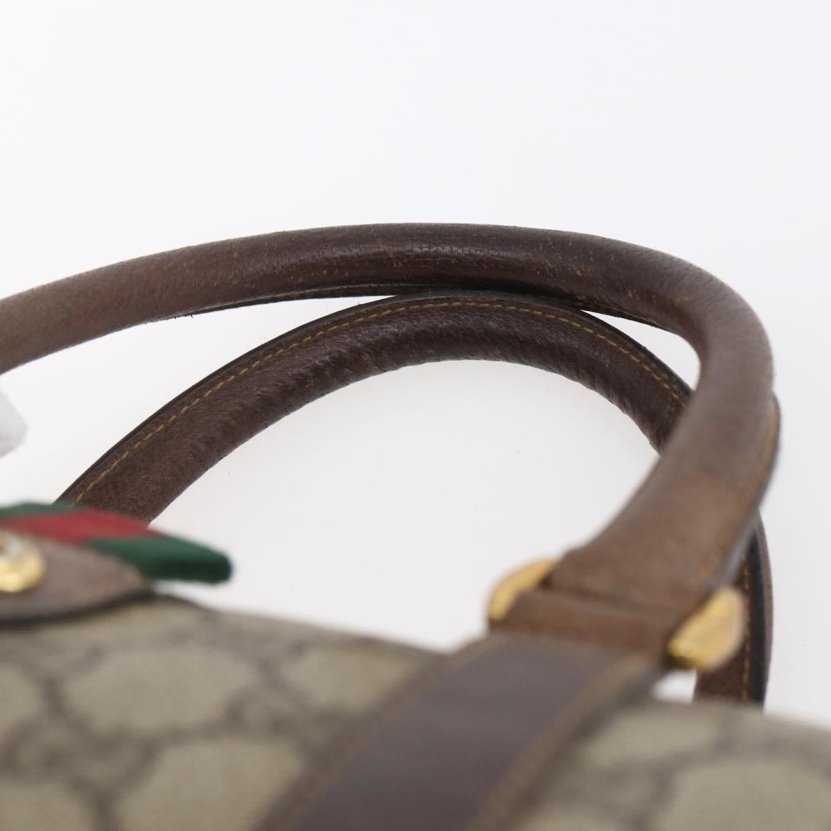 GUCCI GG Supreme Web Sherry Line Bag PVC Beige Gold 116 02 006 Auth 154669