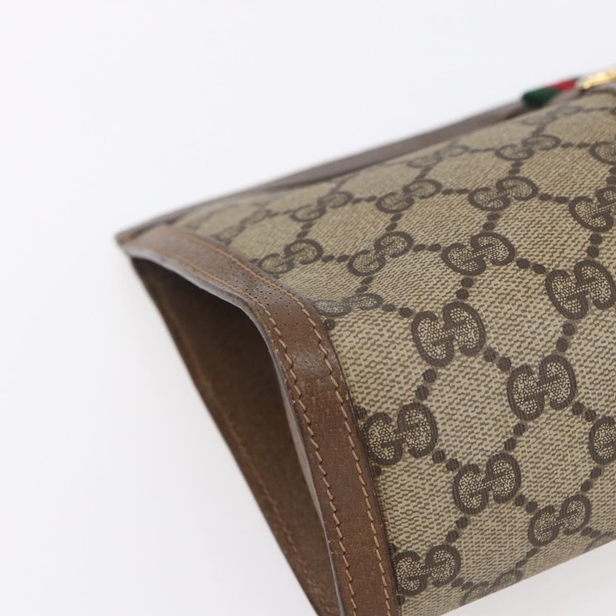 GUCCI GG Supreme Web Sherry Line Clutch Bag PVC Red Beige 89 01 033 Auth 154671