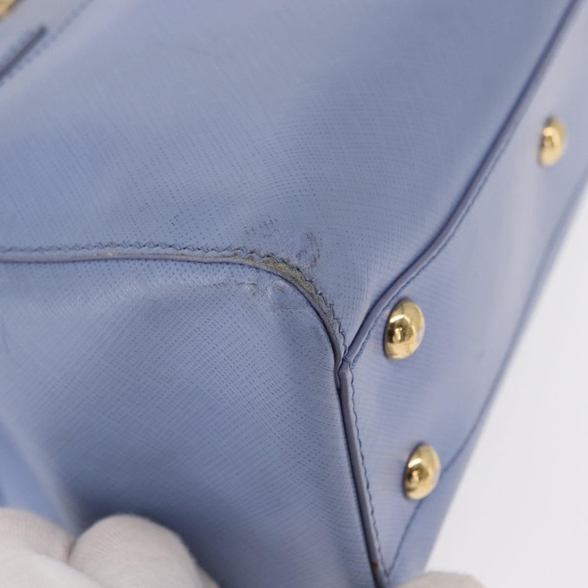 Salvatore Ferragamo Gancini Hand Bag Leather 2way Light Blue Gold Auth 154674