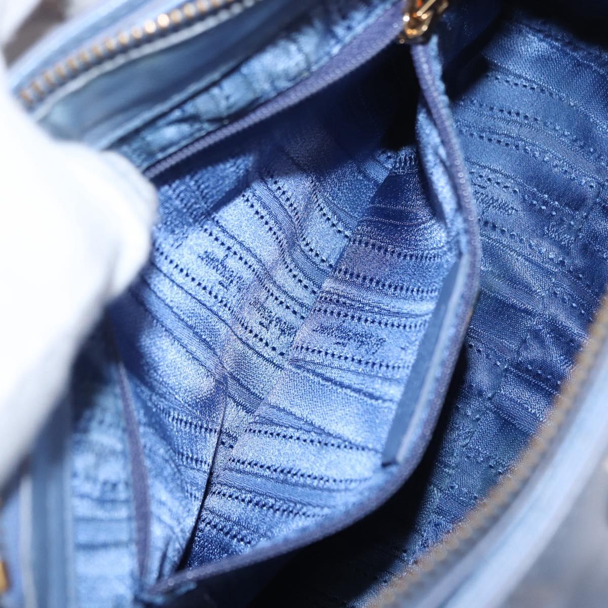 Salvatore Ferragamo Gancini Hand Bag Leather 2way Light Blue Gold Auth 154674