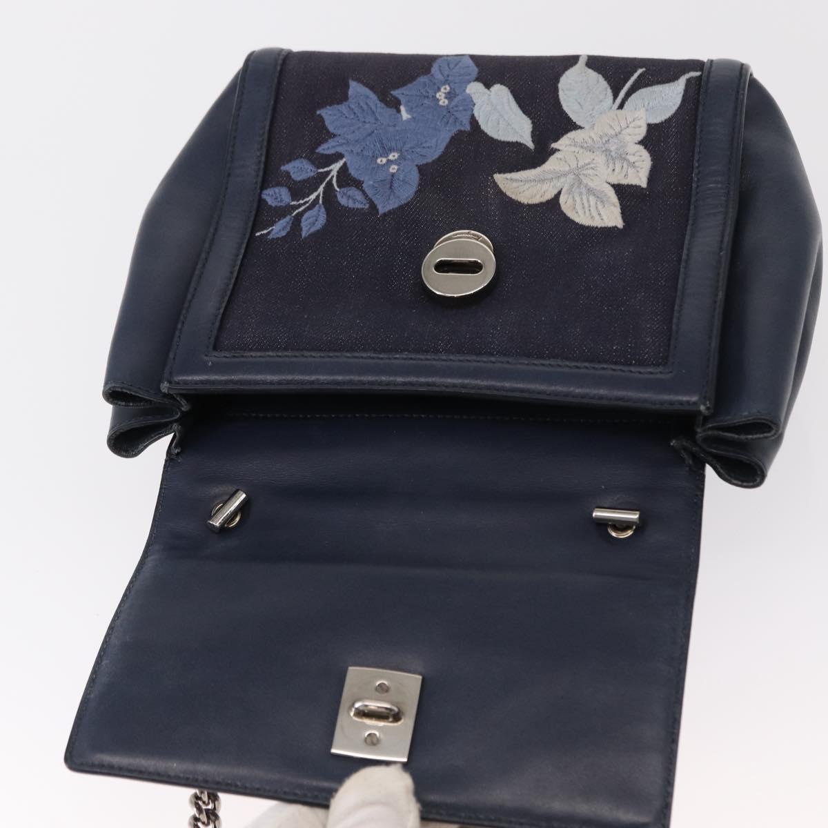 Salvatore Ferragamo Vala Hand Bag Denim 2way Navy Silver Auth 154676V
