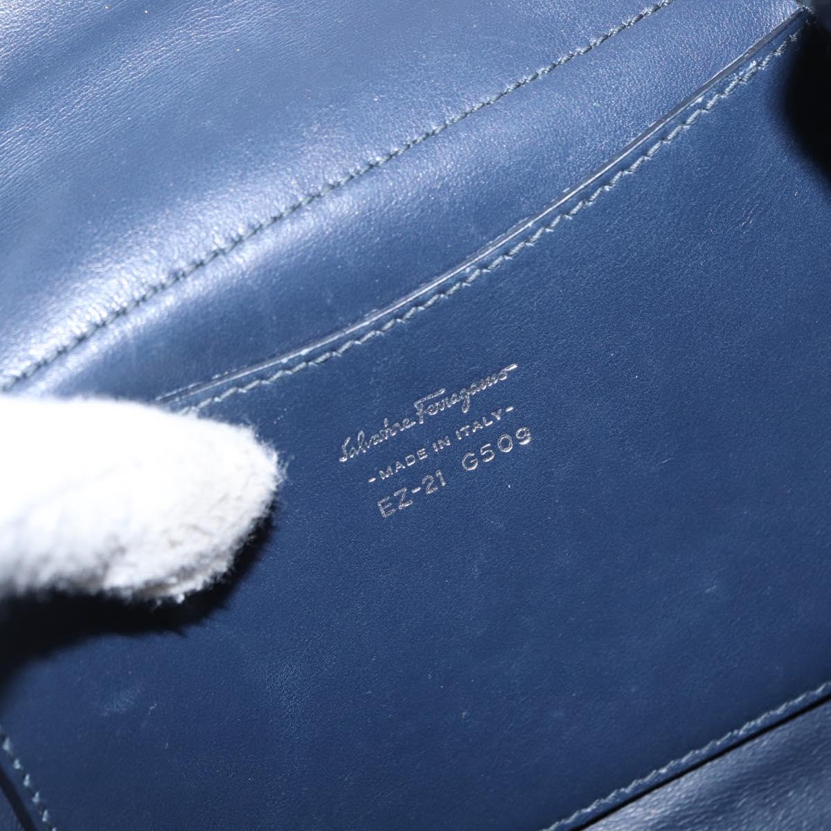 Salvatore Ferragamo Vala Hand Bag Denim 2way Navy Silver Auth 154676V