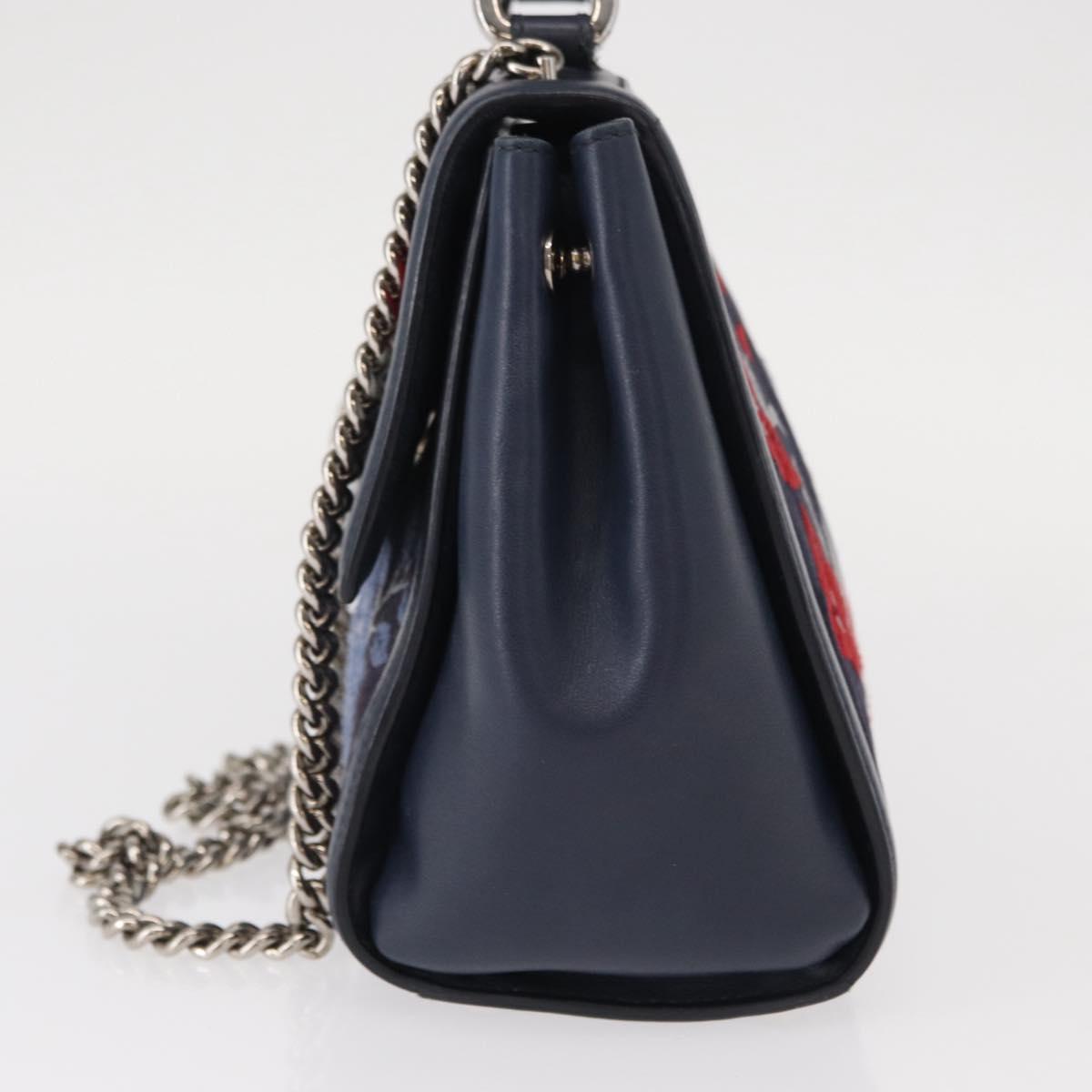 Salvatore Ferragamo Vala Hand Bag Denim 2way Navy Silver Auth 154676V