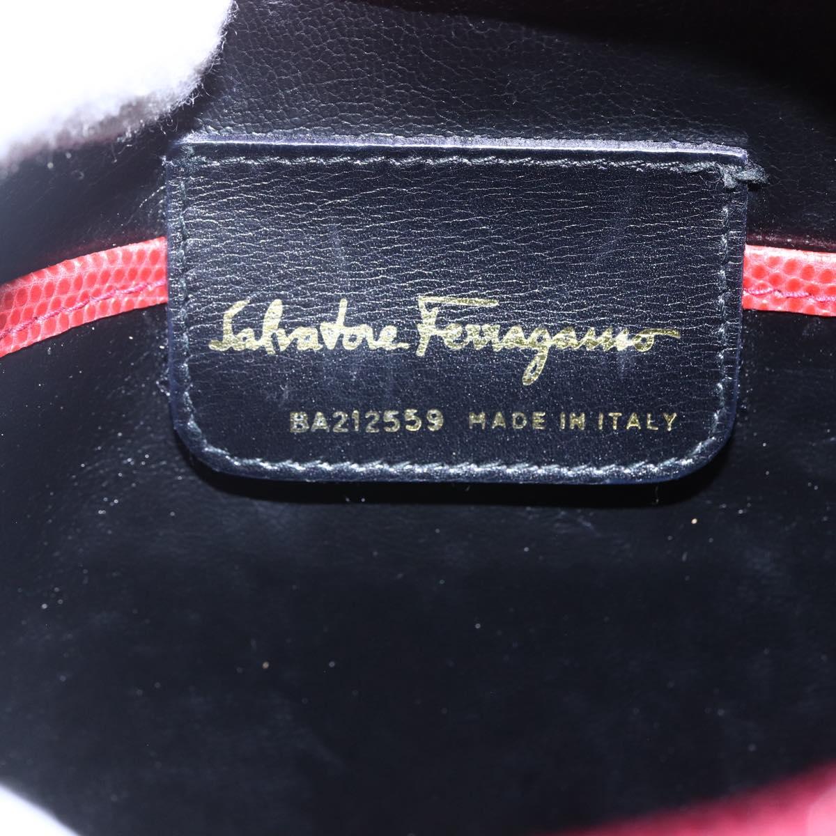 Salvatore Ferragamo Vala Shoulder Bag Leather Red Gold Auth 154677