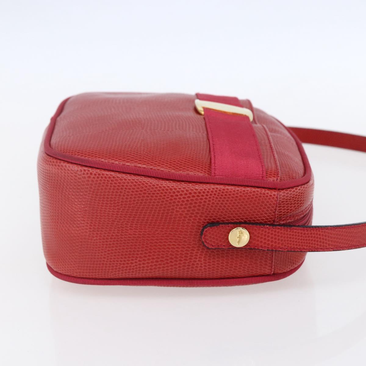 Salvatore Ferragamo Vala Shoulder Bag Leather Red Gold Auth 154677